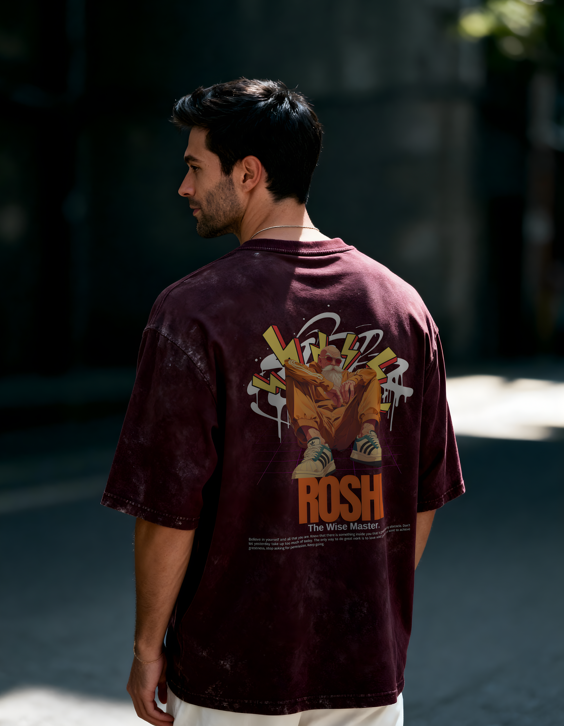 MASTER ROSHI- MENS ACID WASHED OVERSIZED T-SHIRT
