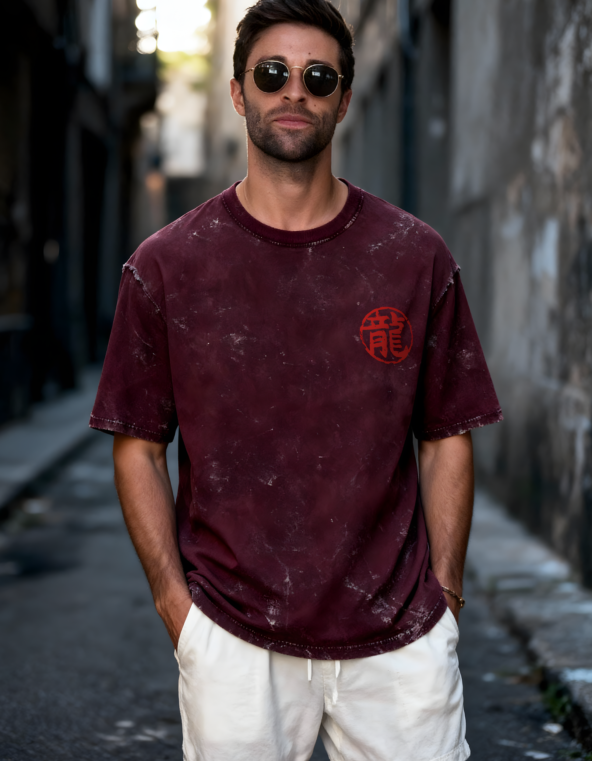 MASTER ROSHI- MENS ACID WASHED OVERSIZED T-SHIRT