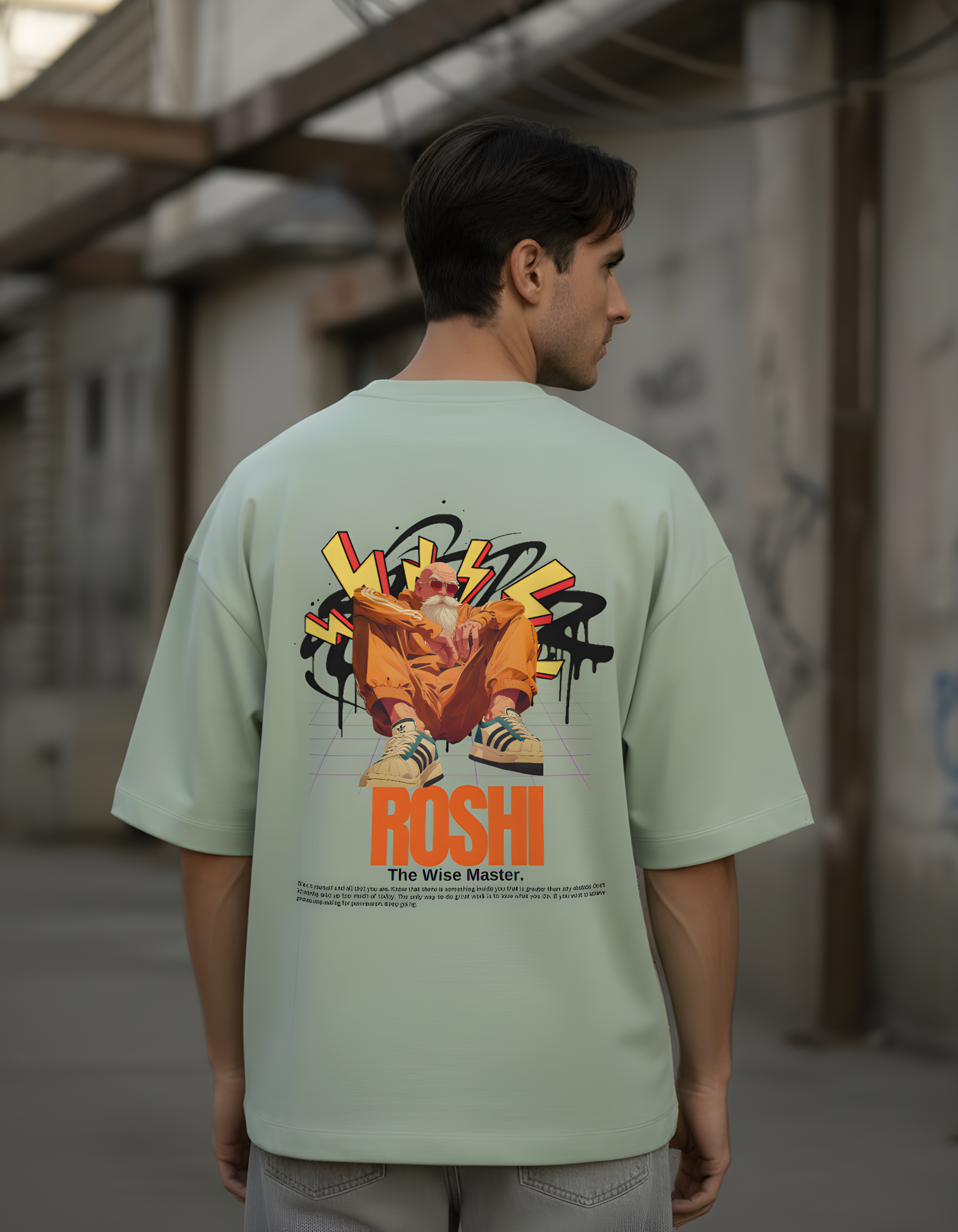 MASTER ROSHI- MENS TERRY OVERSIZED T-SHIRT