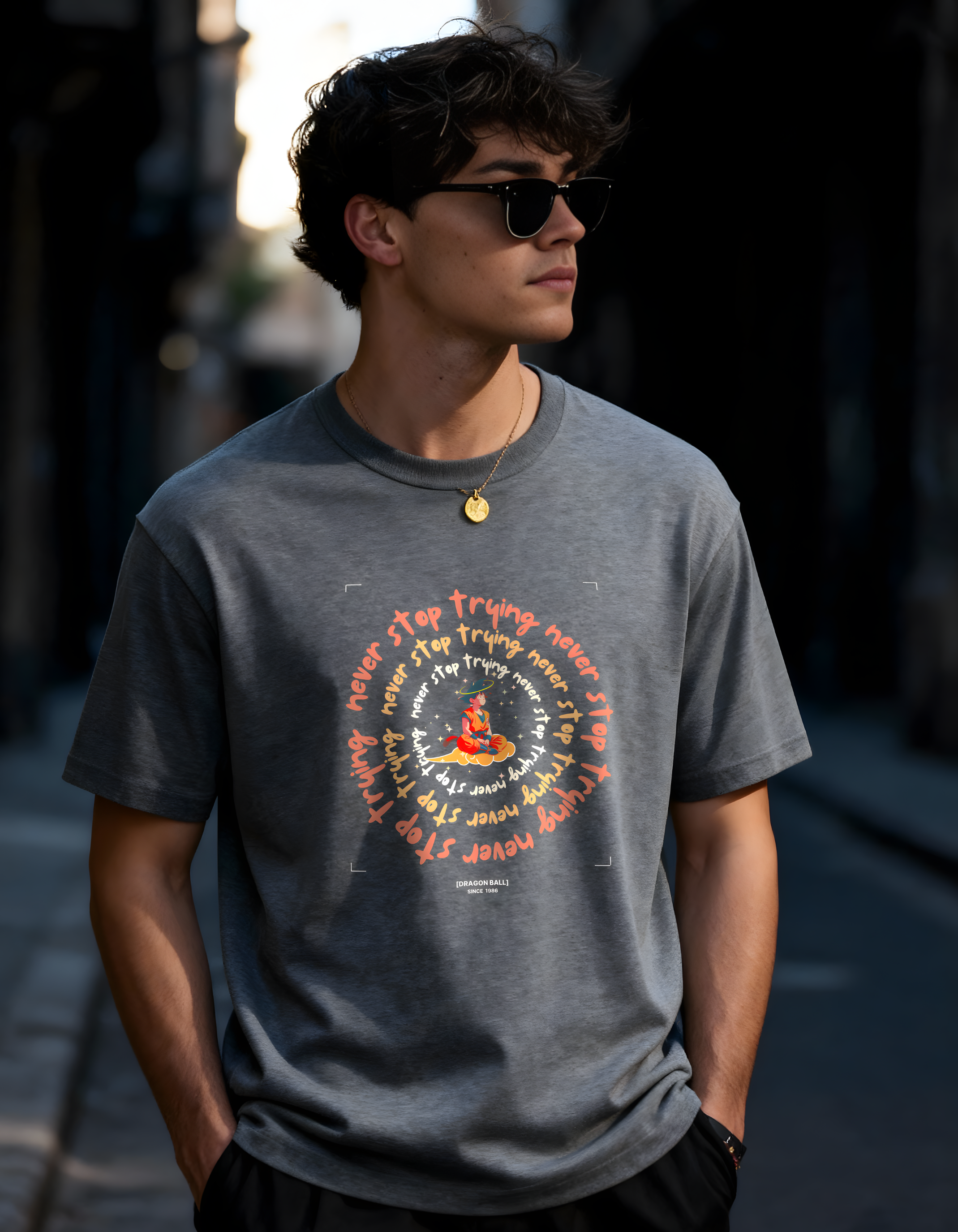 GOKU: NEVER STOP TRYING — CLASSIC CREW T-SHIRT