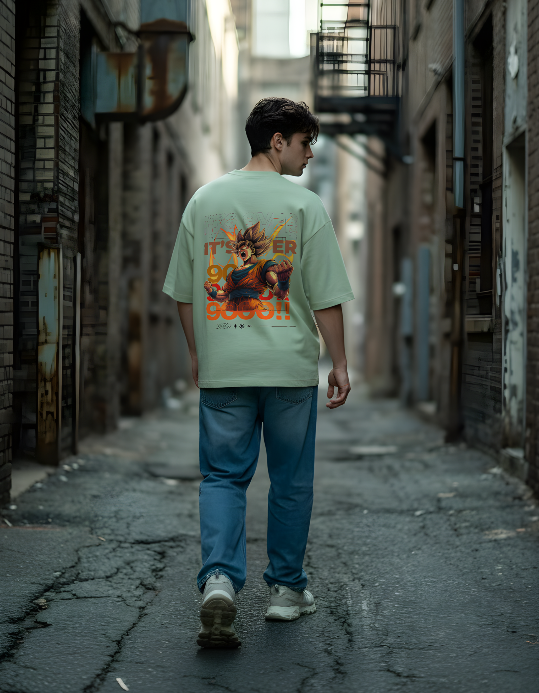 GOKU:OVER 9000-MENS TERRY OVERSIZED T-SHIRT