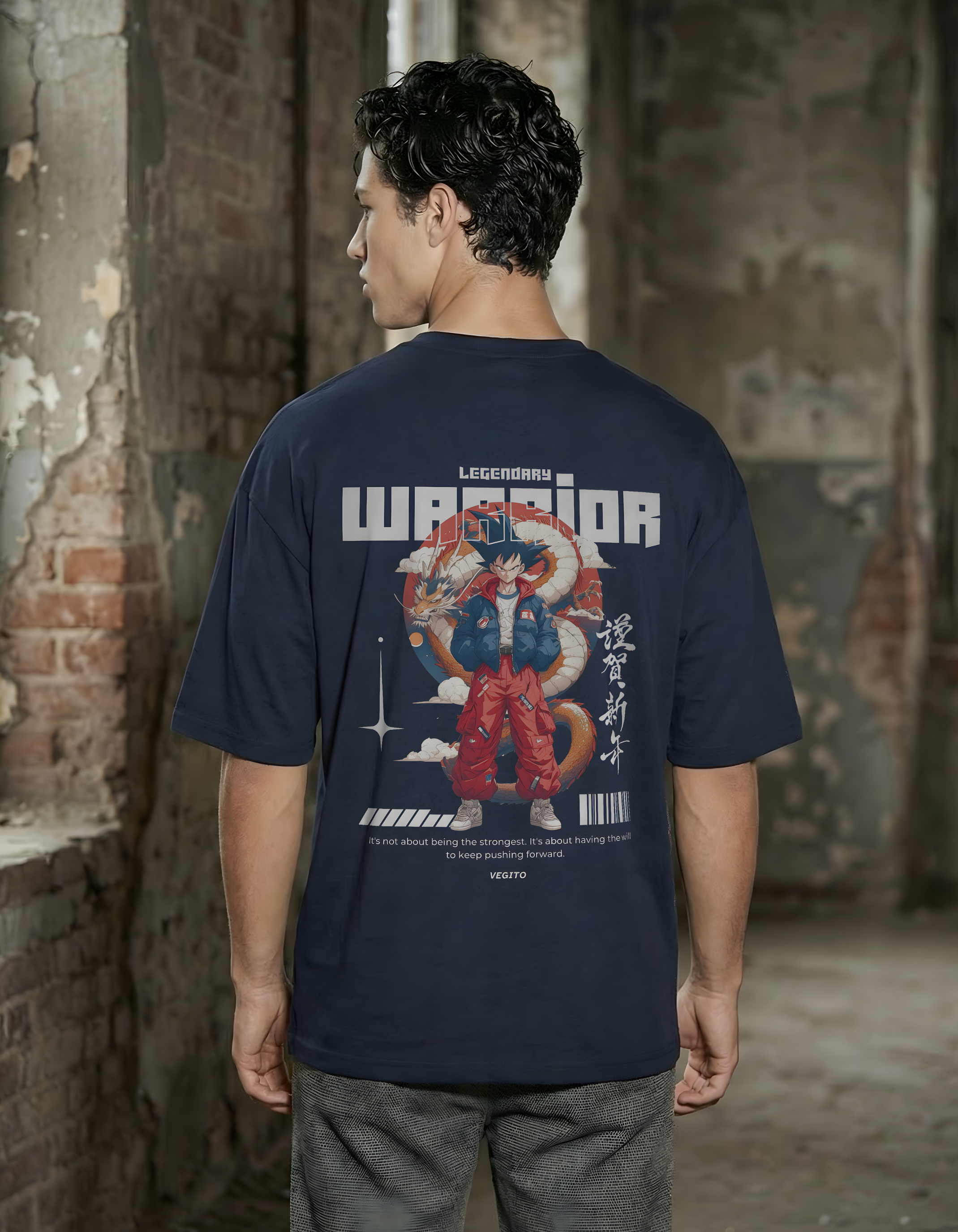 VEGITO:THE LEGENDARY WARRIOR- MENS TERRY OVERSIZED T-SHIRT