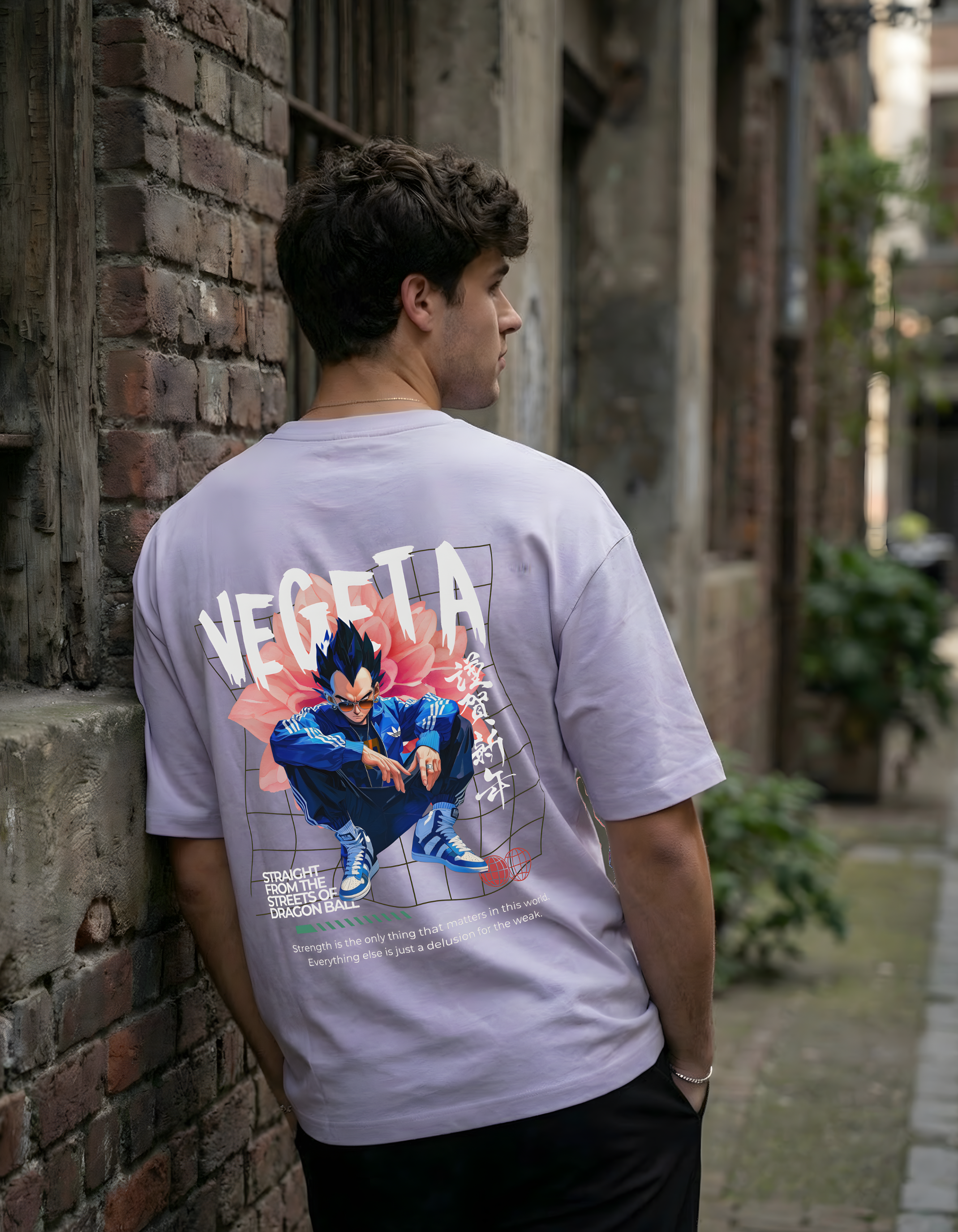 VEGETA:STRAIGHT FROM THE STREETS- MENS TERRY OVERSIZED T-SHIRT