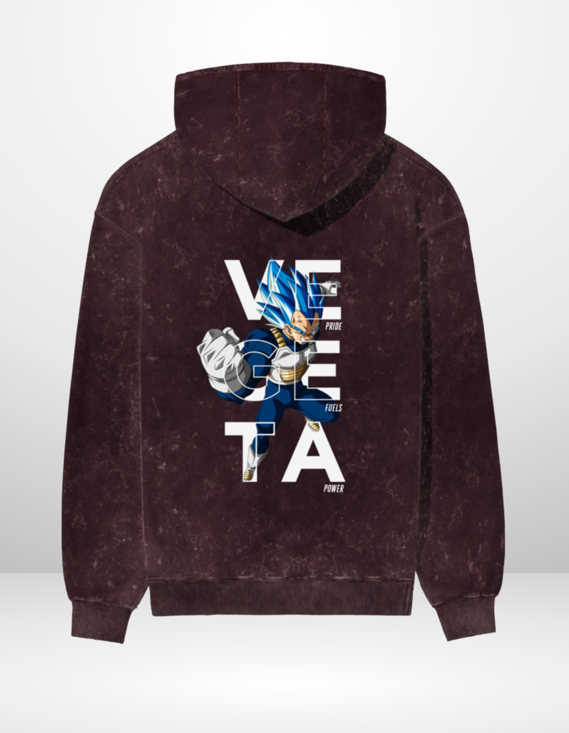 VEGETA: PRIDE FUELS POWER — ACID WASH HOODIE