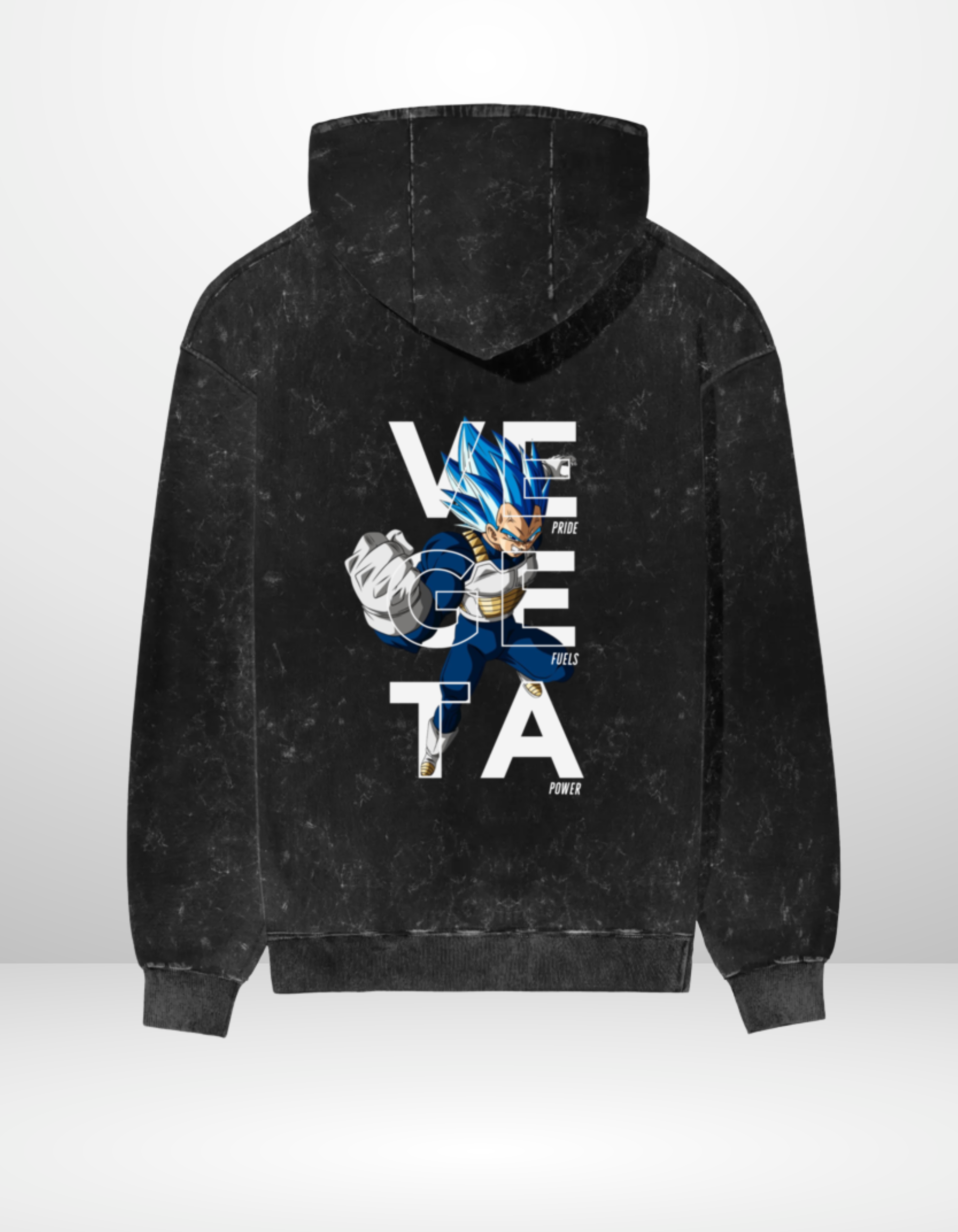 VEGETA: PRIDE FUELS POWER — ACID WASH HOODIE