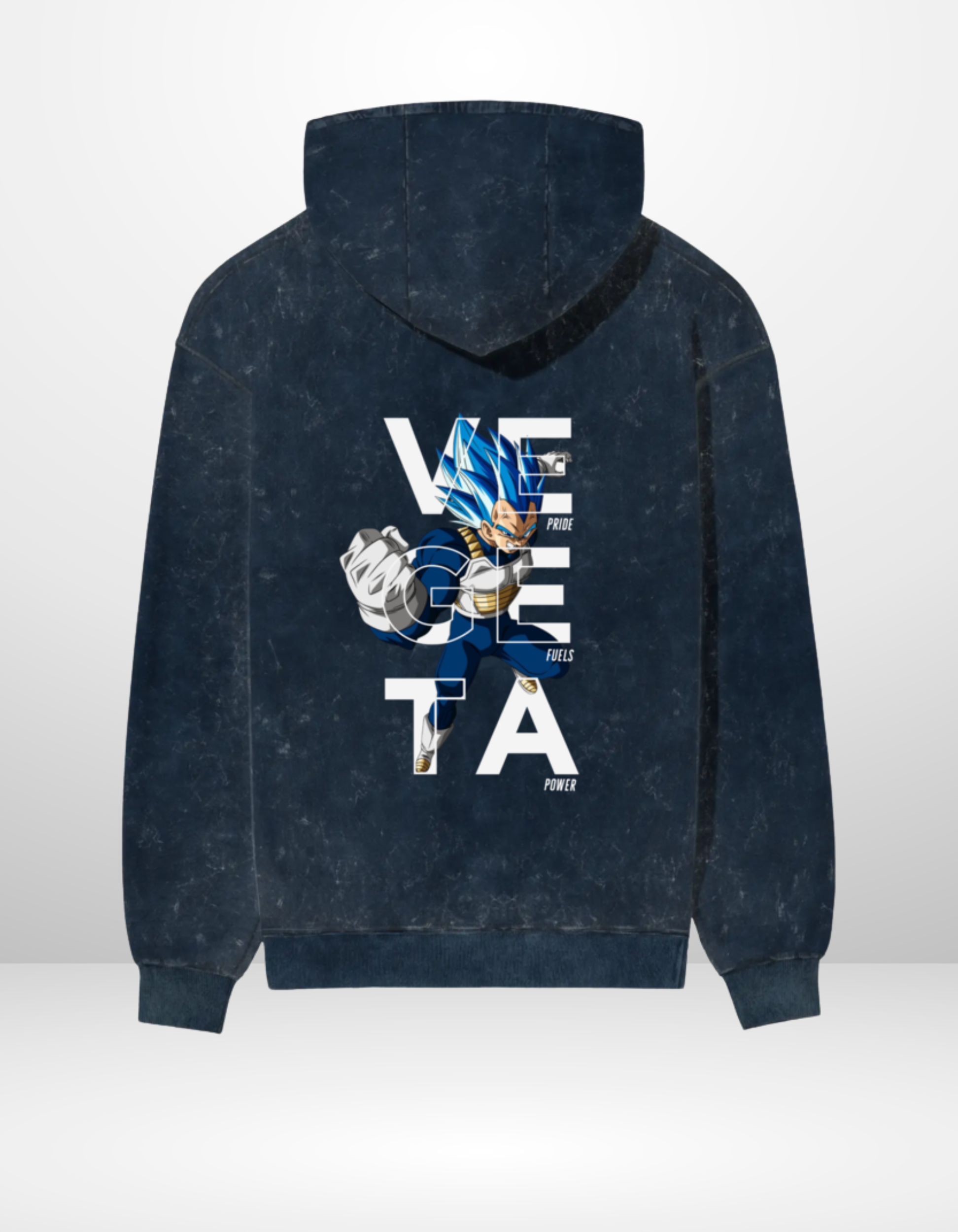 VEGETA: PRIDE FUELS POWER — ACID WASH HOODIE