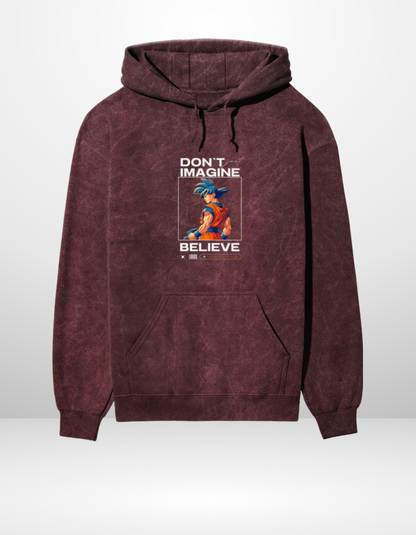 BELIEVE- UNISEX ACID WASH HOODED SWEATSHIRT