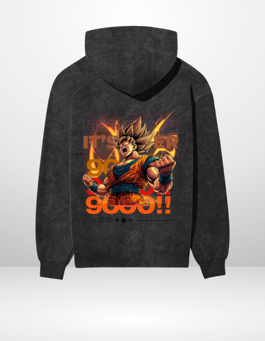 OVER 9000- UNISEX ACID WASH HOODED SWEATSHIRT