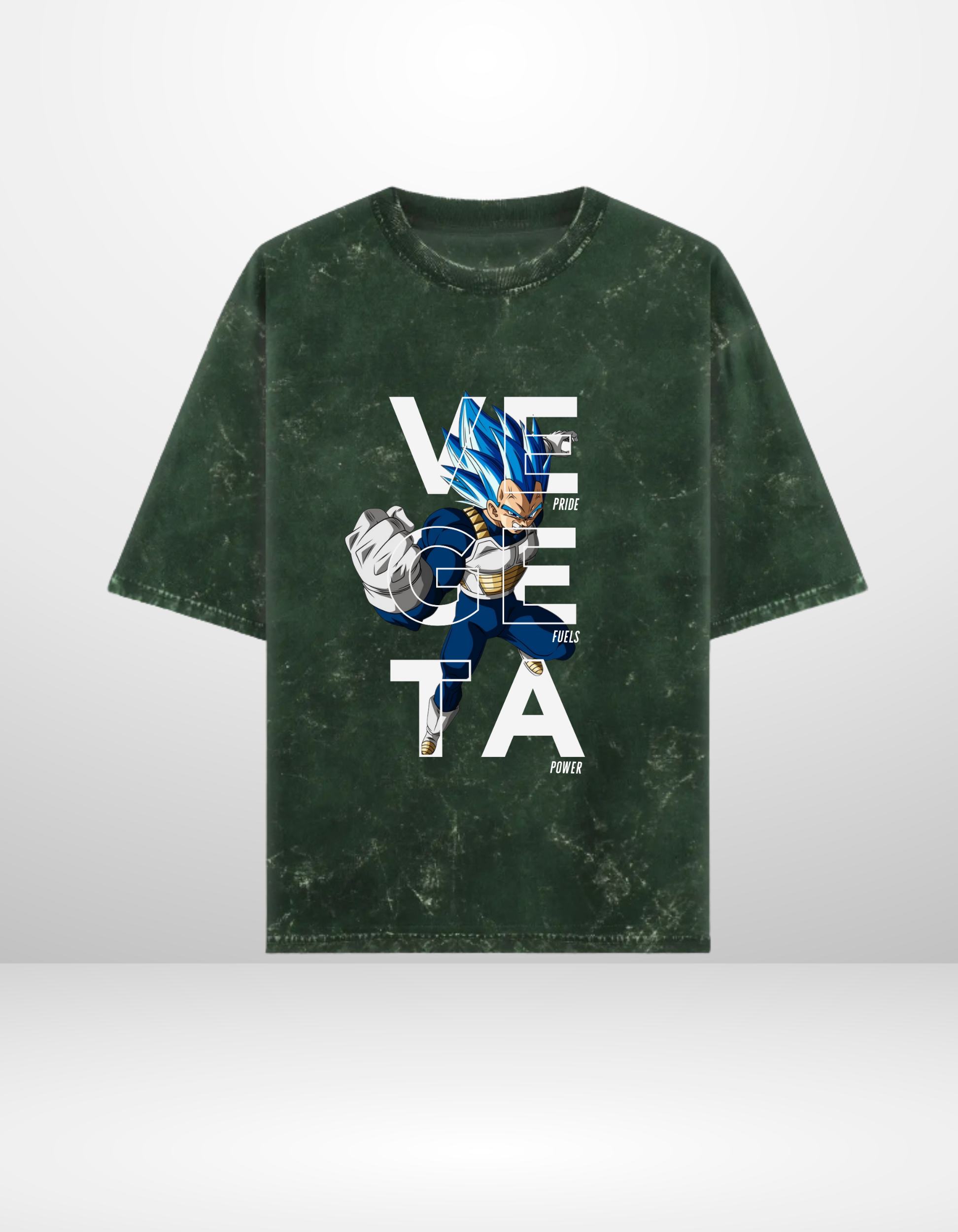 VEGETA:PRIDE FUELS POWER- MENS ACID WASHED OVERSIZED T-SHIRT