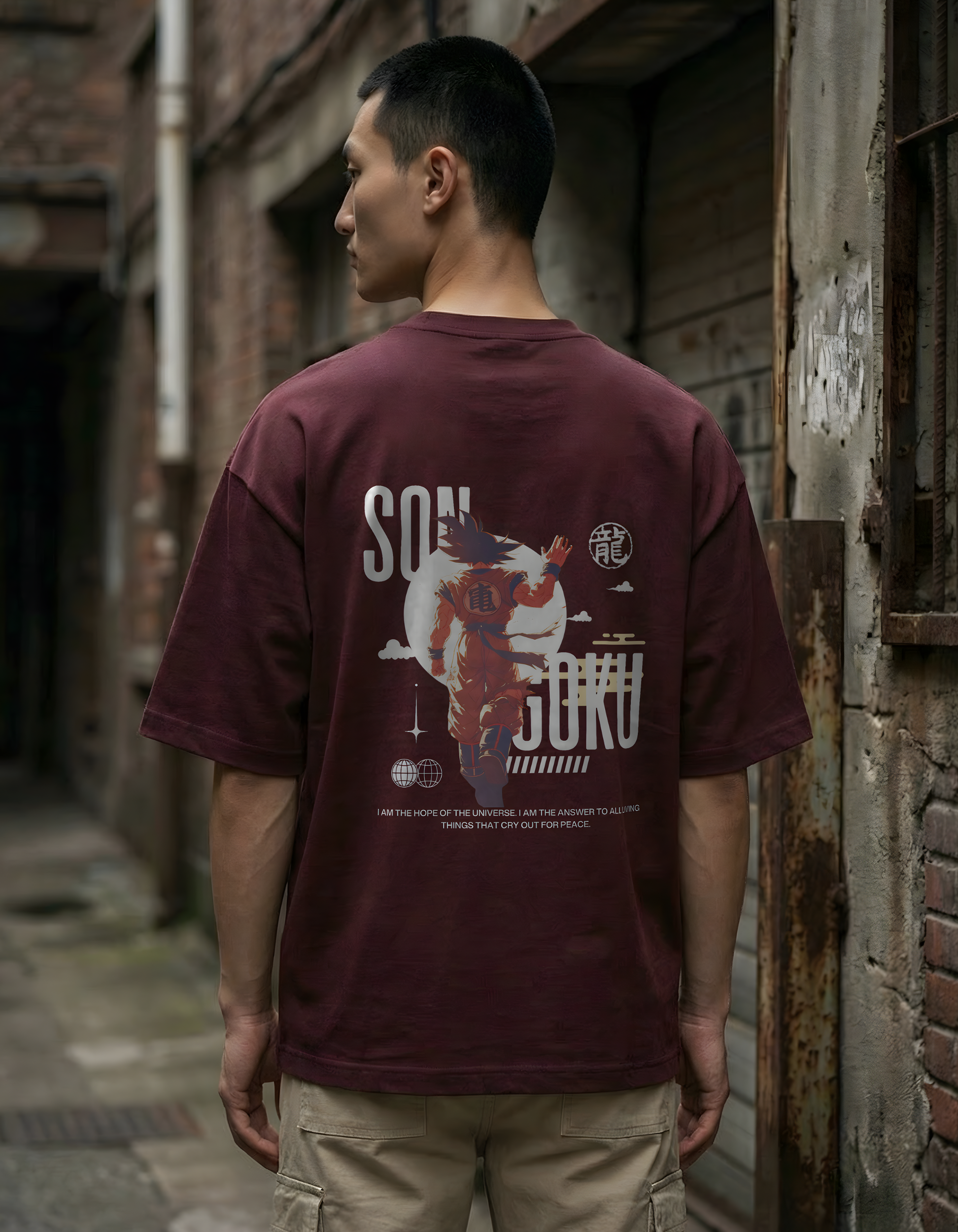 SON GOKU:HOPE- UNISEX TERRY OVERSIZED T-SHIRT