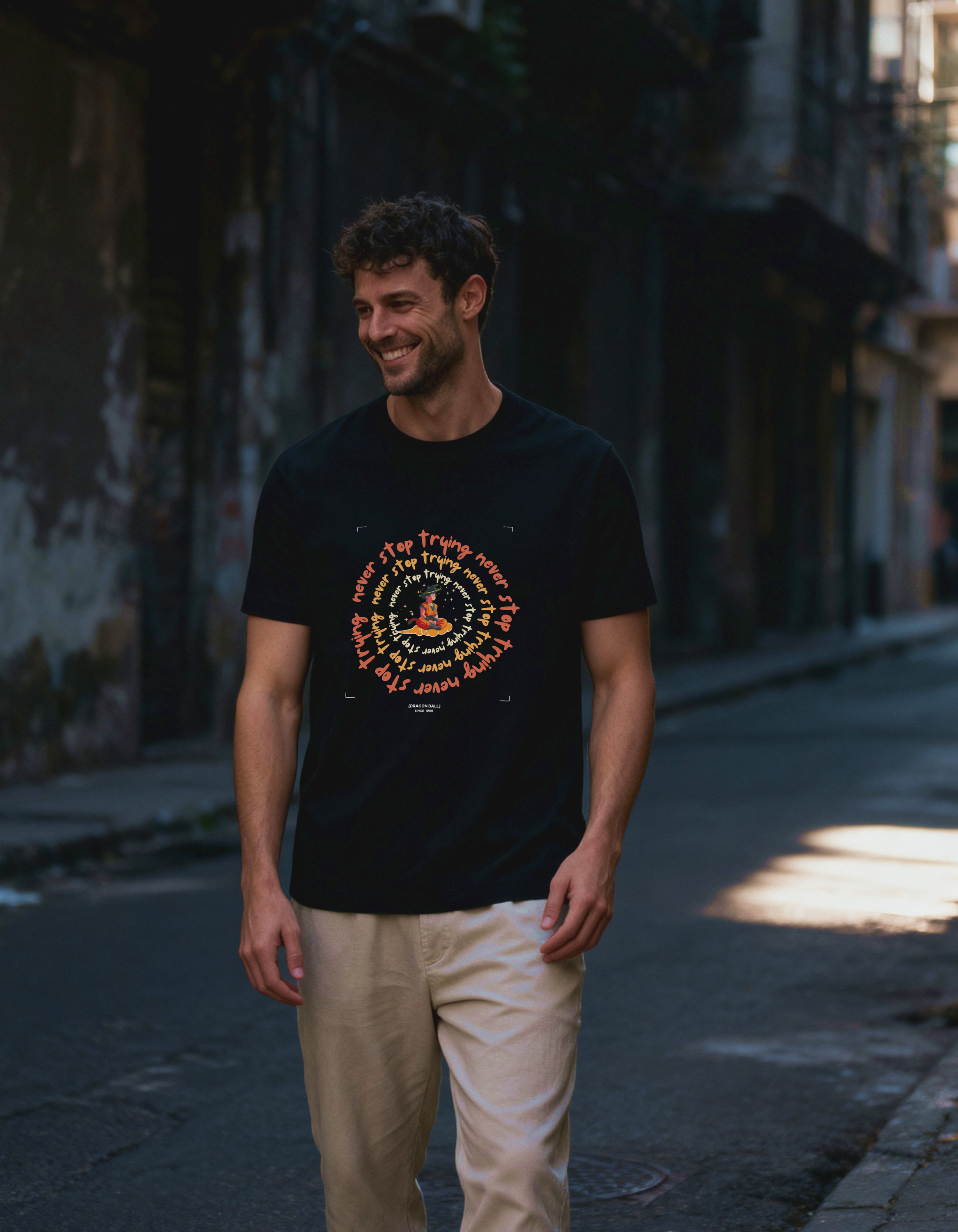GOKU: NEVER STOP TRYING — CLASSIC CREW T-SHIRT