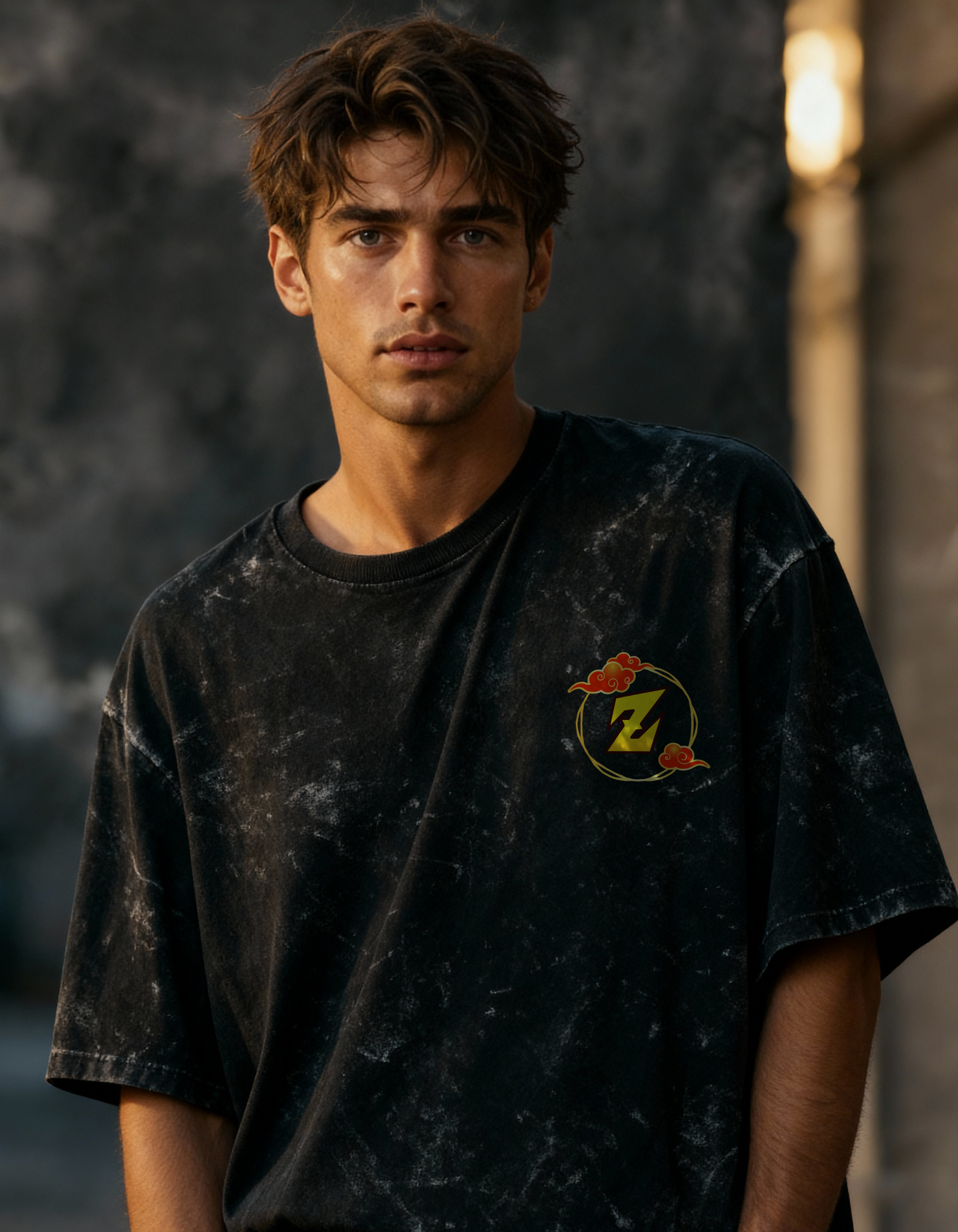 SON GOKU:THE STRONGEST- MENS ACID WASHED OVERSIZED T-SHIRT