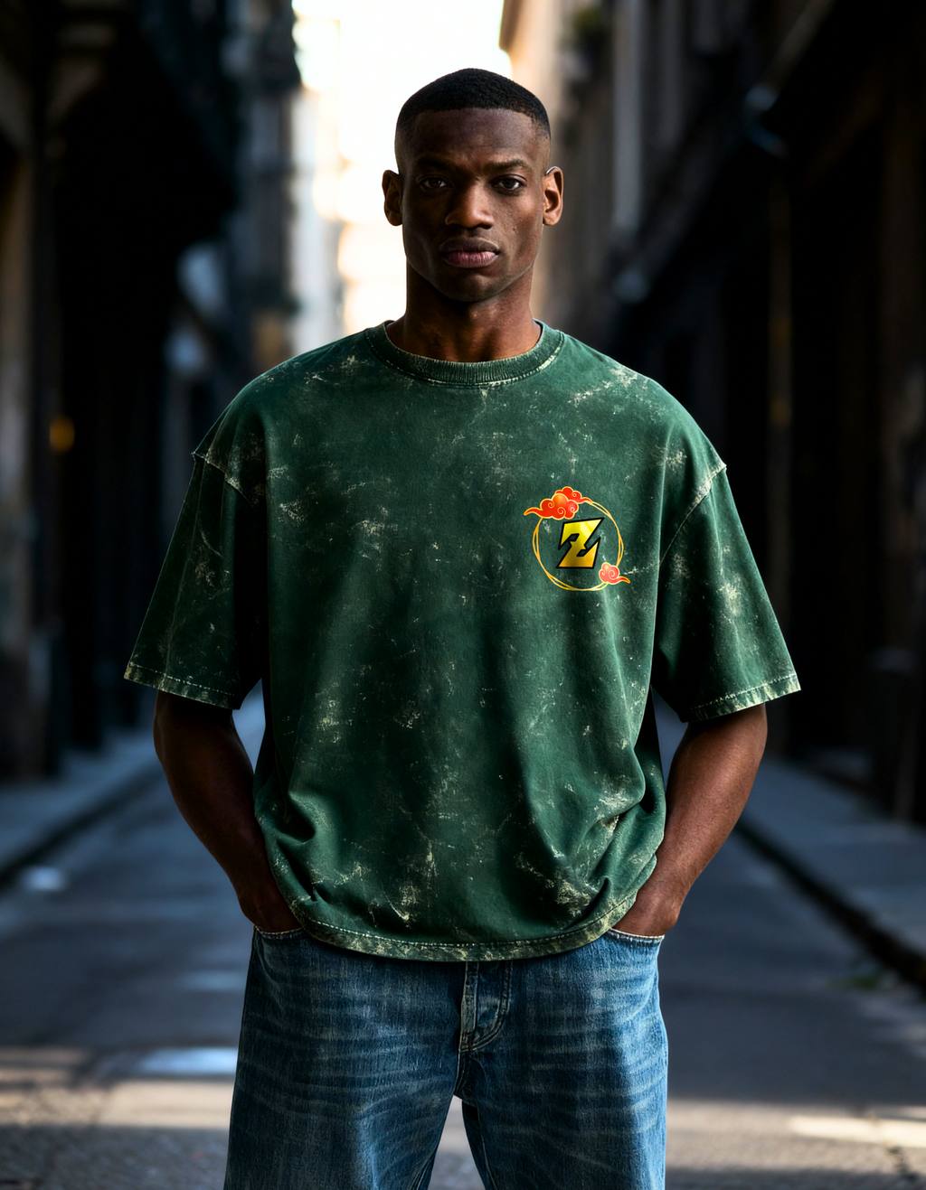 GOKU: FEAR NOTHING — ACID WASH OVERSIZED T-SHIRT