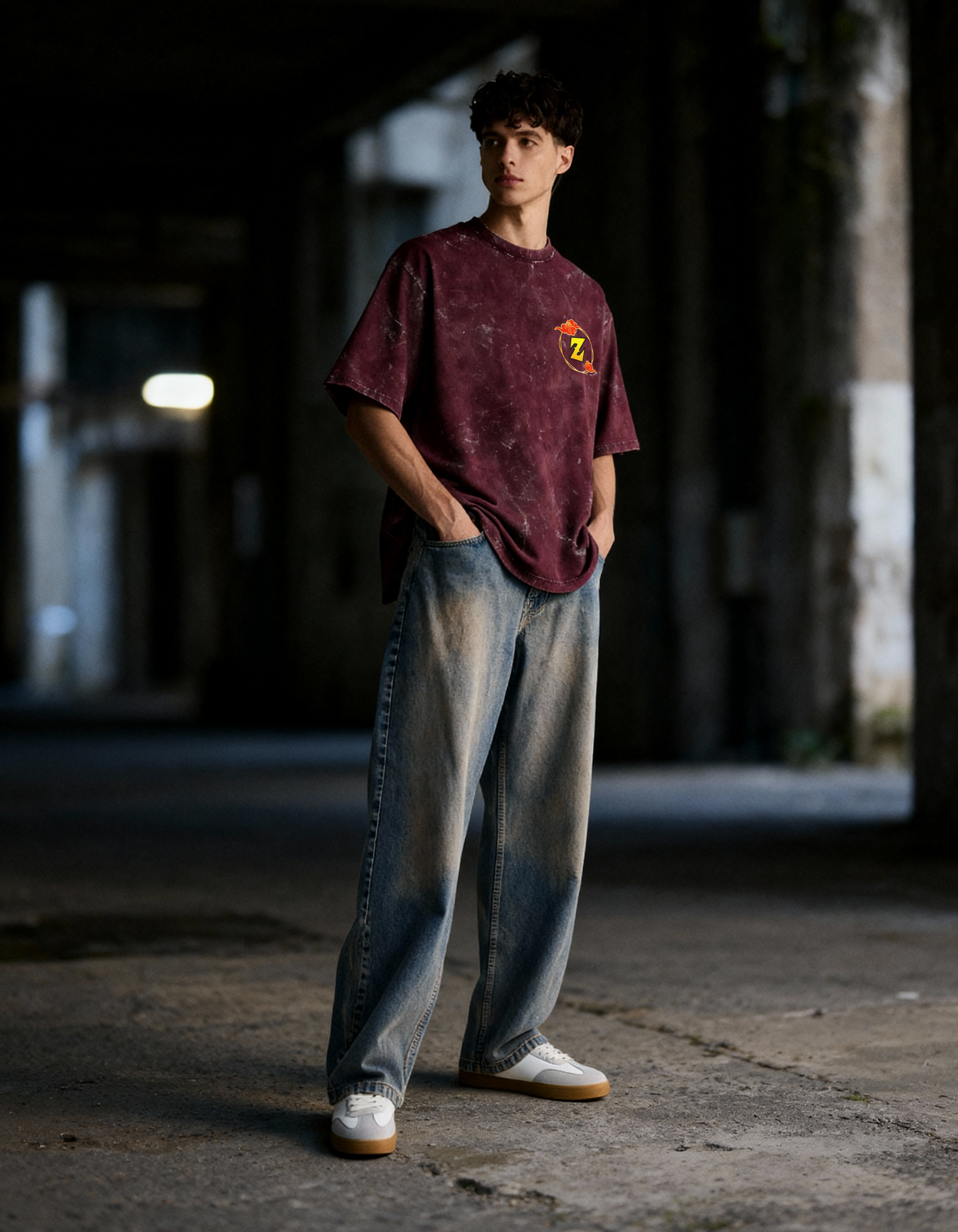 GOKU: FEAR NOTHING — ACID WASH OVERSIZED T-SHIRT