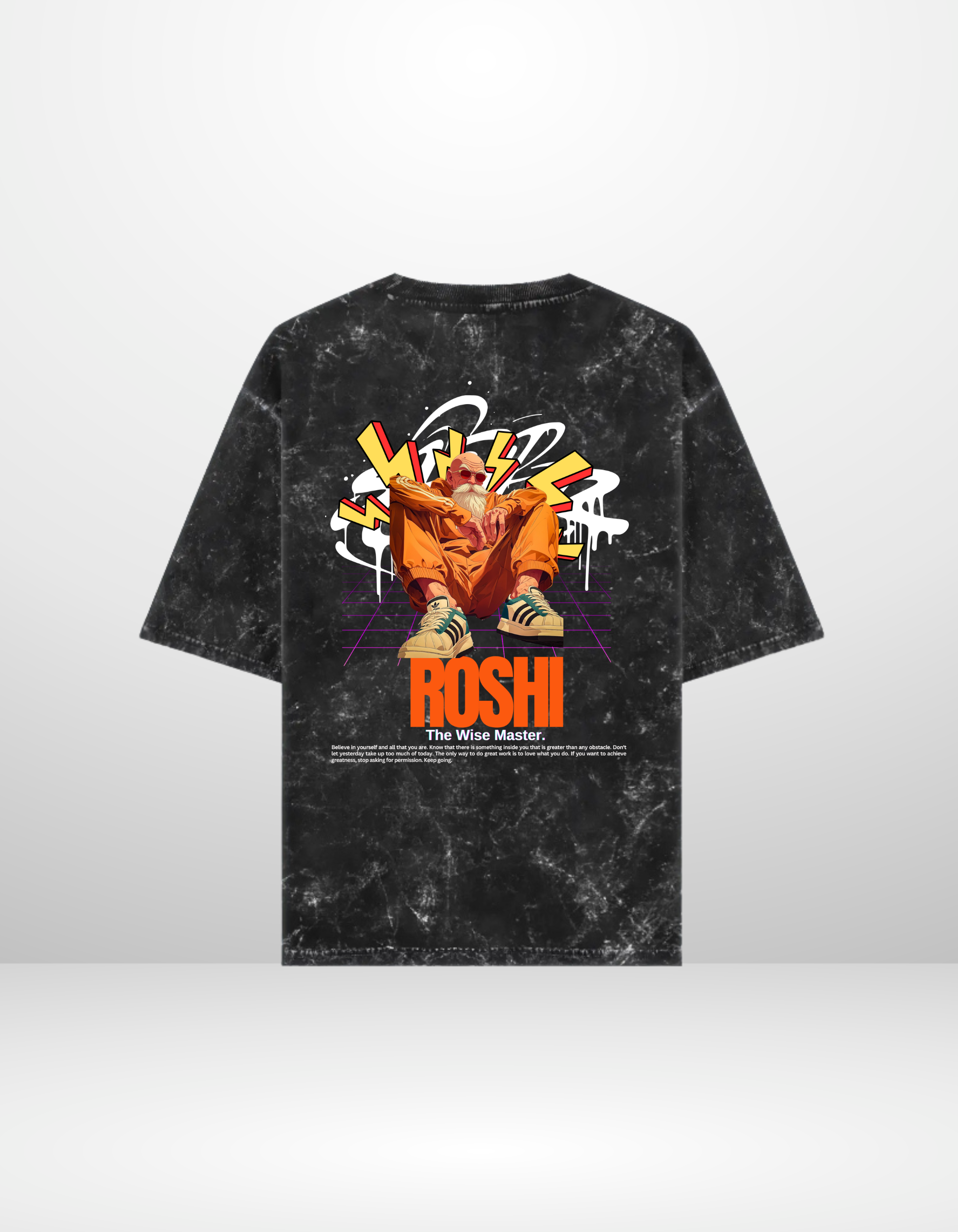 MASTER ROSHI- MENS ACID WASHED OVERSIZED T-SHIRT