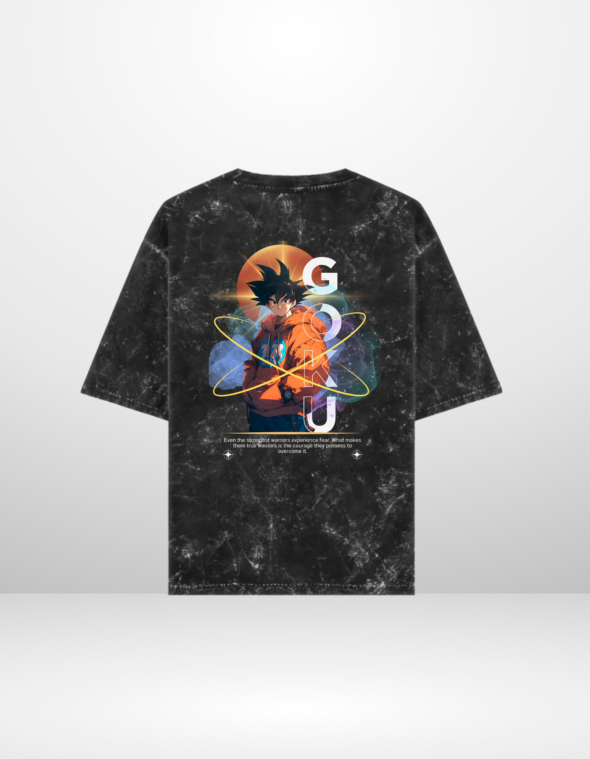 SON GOKU:THE STRONGEST- MENS ACID WASHED OVERSIZED T-SHIRT